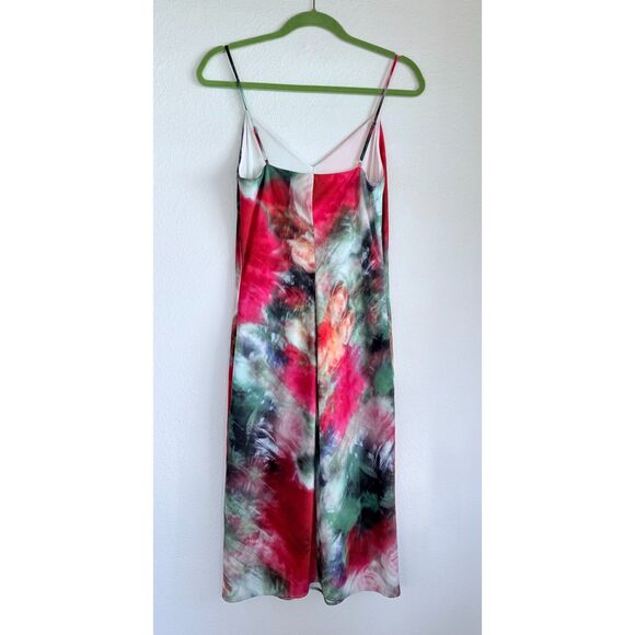 Adam Lippes Collective x RTR Floral Silky Slip Midi Dress in Red Green Multi 6 - Picture 8 of 16